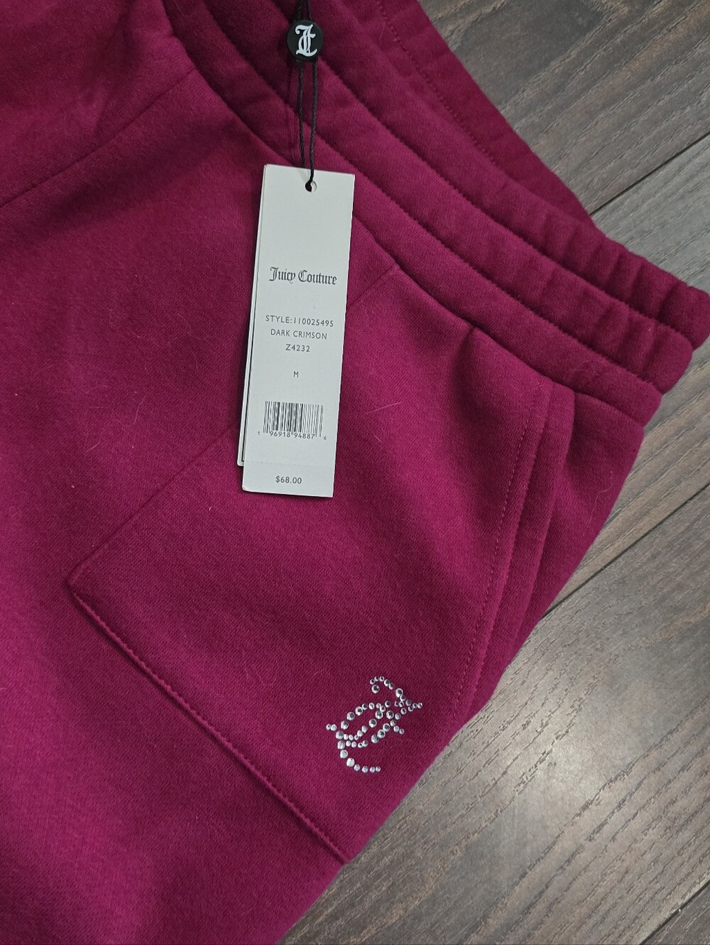 Juicy Couture Dark Crimson Sweatpants with Crystal JC Logo